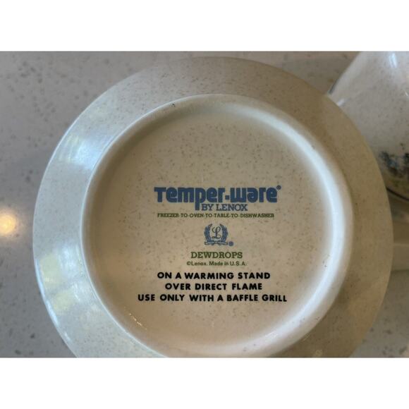 TemperWare by Lenox Dewdrops Cream‎ and Bowl With Handle Set Of 2 - Picture 2 of 9